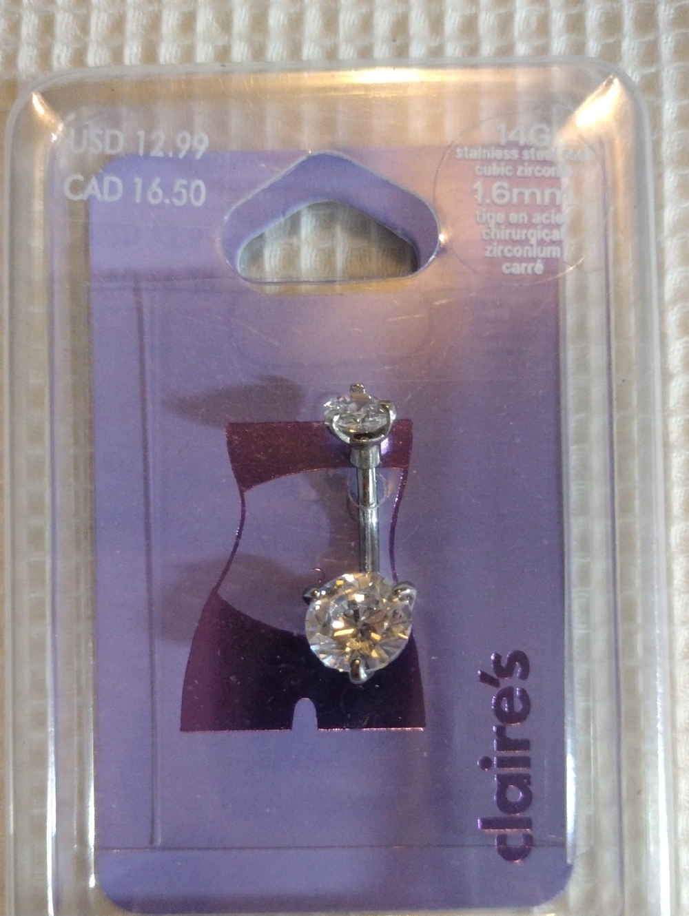 Claire's Crystal Circle Belly Ring - Silver